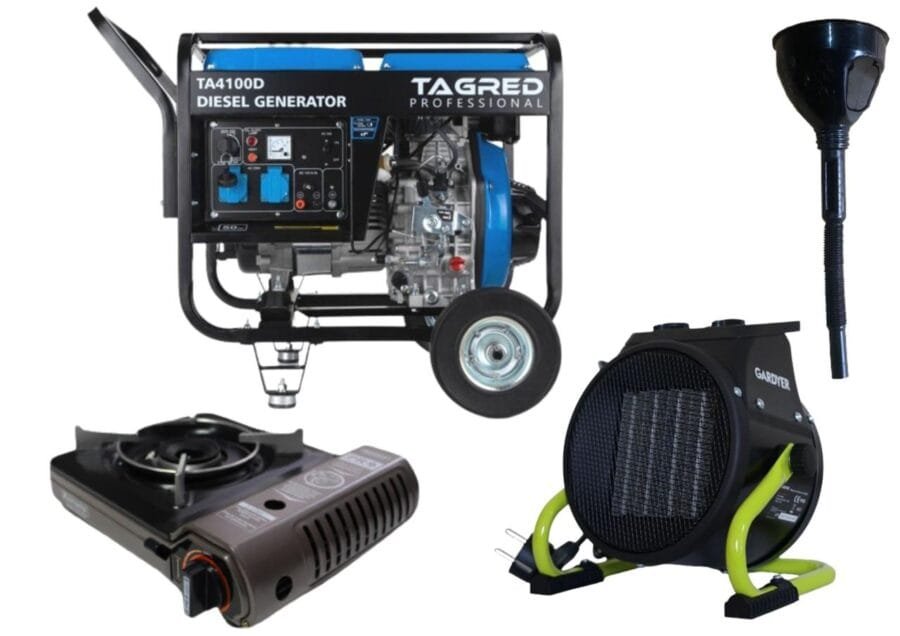 Дизельний генератор TAGRED TA4100D + газова плитка Orcamp CK-505 + електричний обігрівач Gardyer HE2000