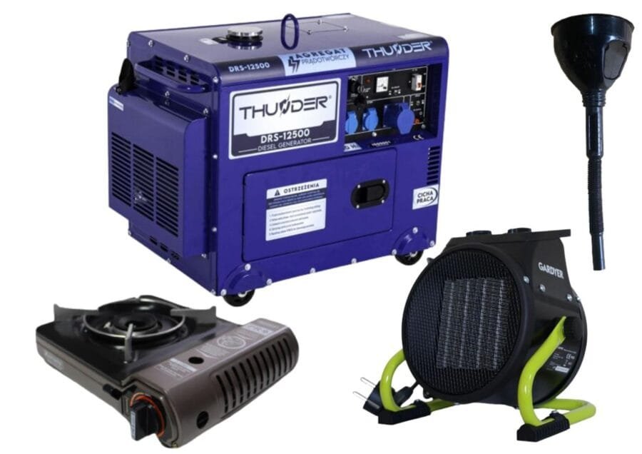 Дизельний генератор THUNDER DRS-12500 + газова плитка Orcamp CK-505 + електричний обігрівач Gardyer HE2000