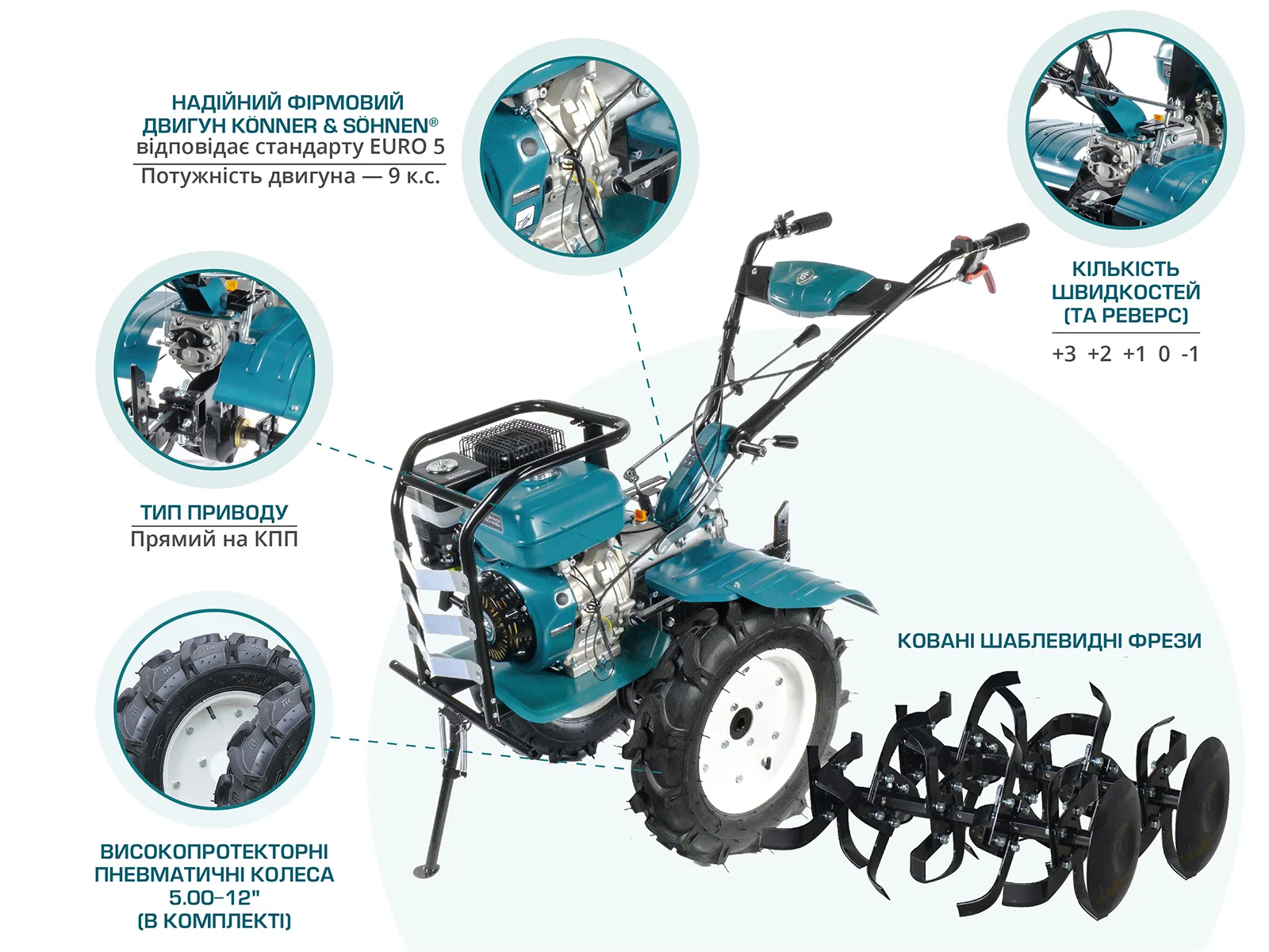 Бензиновий культиватор KS 9HP-1350G-3 (500)