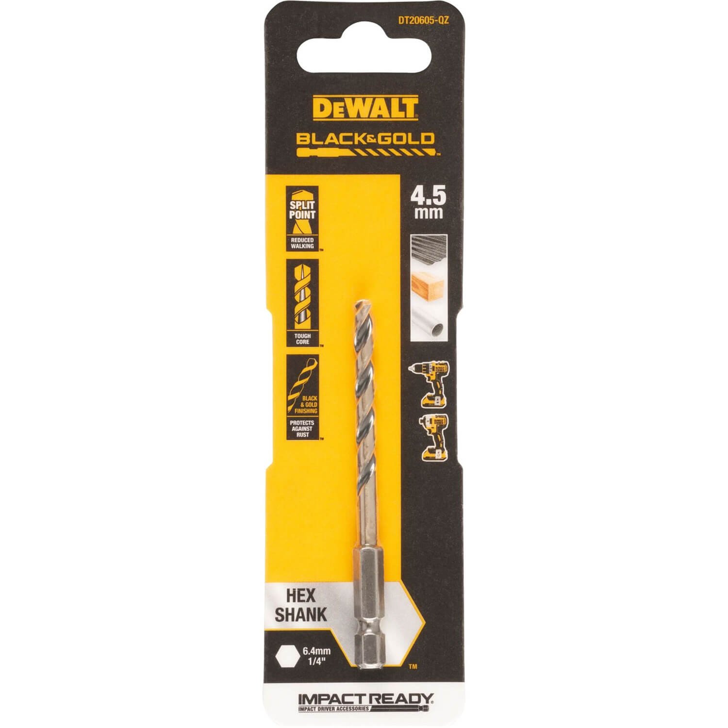 Свердло по металу EXTREME IMPACT Black & Gold DeWALT DT20605 Свердло по металу EXTREME IMPACT Black & Gold DeWALT DT20605