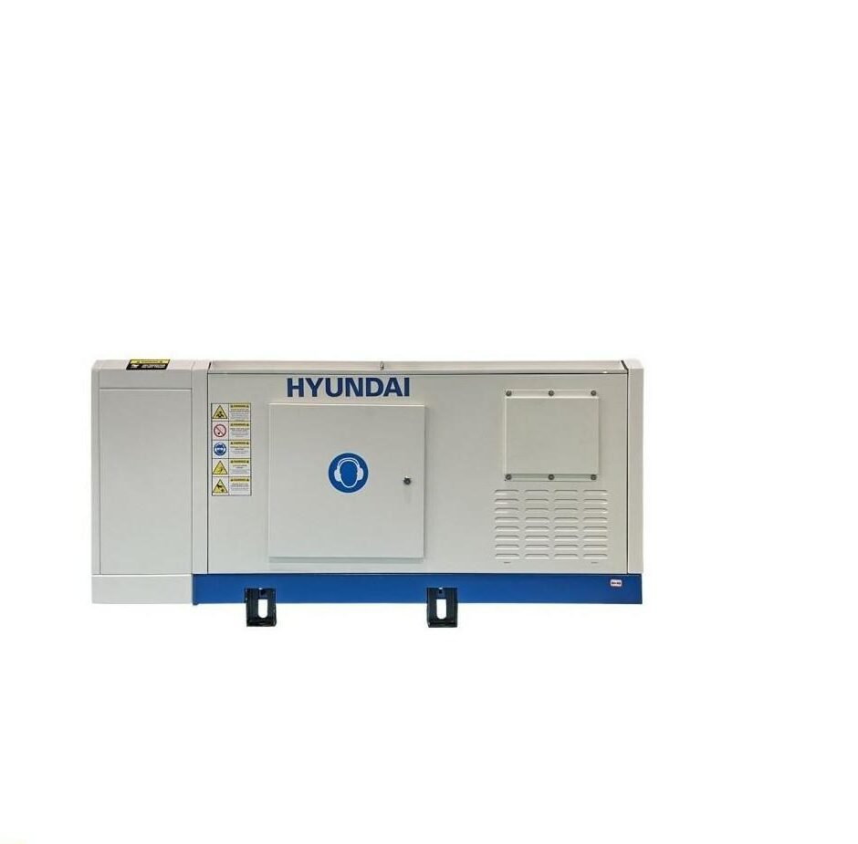 Дизельний генератор Hyundai DHY20L 16 кВт у шумозахисному кожусі — вигляд спереду Дизельний генератор Hyundai DHY20L 16 кВт у шумозахисному кожусі — вигляд спереду