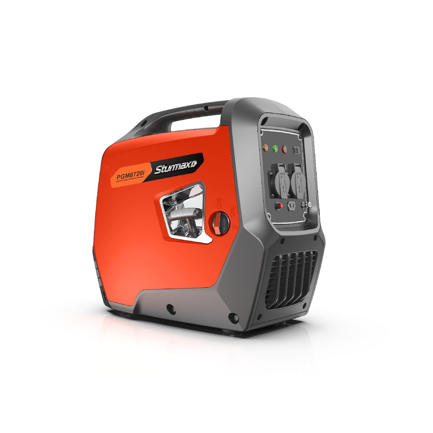 Інверторний генератор Sturmax PGM8720I 2 кВт — закритий корпус «чемодан», 21 кг, вигляд спереду збоку Інверторний генератор Sturmax PGM8720I 2 кВт — закритий корпус «чемодан», 21 кг, вигляд спереду збоку
